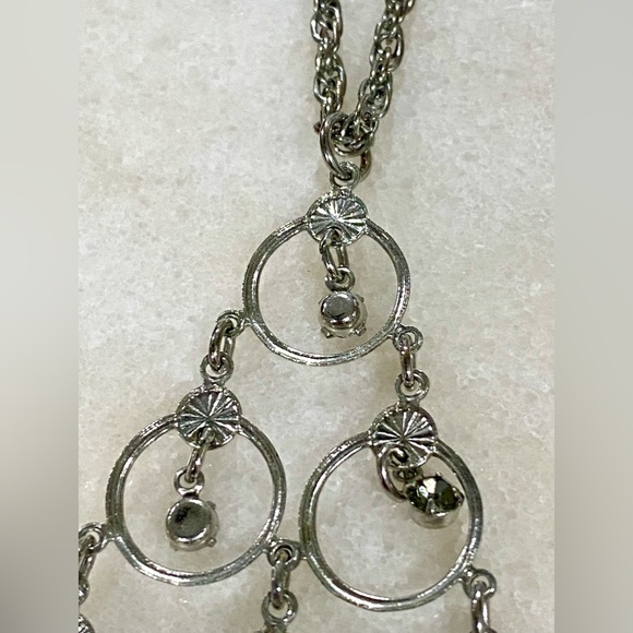 Vintage Crystal Rhinestone Large Pendant Necklace - Picture 10 of 14